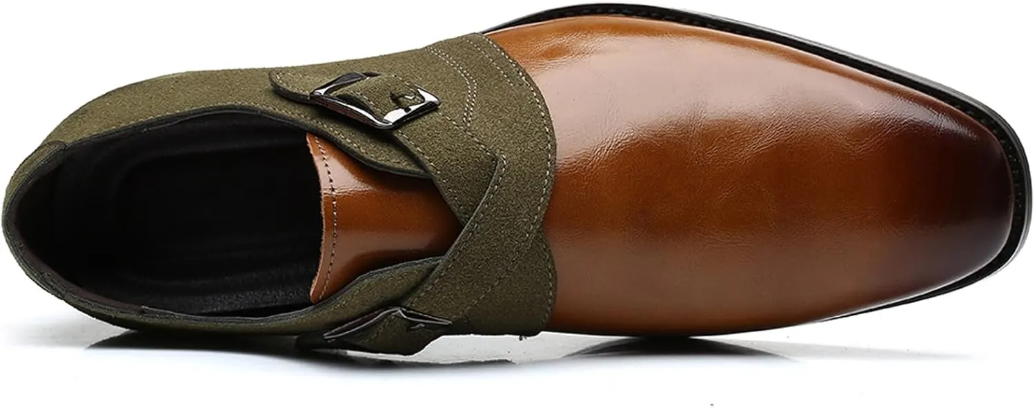 Men's Classic Double Monk Strap Formal Oxford Shoes Comfortable Genuine Leather Slip On Business Dress Shoes Modern Casual Loafers for Men