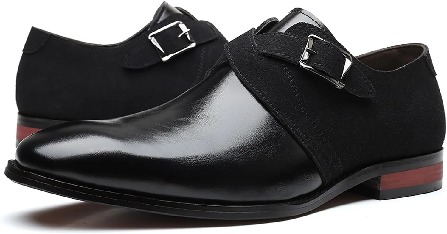 Men's Classic Double Monk Strap Formal Oxford Shoes Comfortable Genuine Leather Slip On Business Dress Shoes Modern Casual Loafers for Men