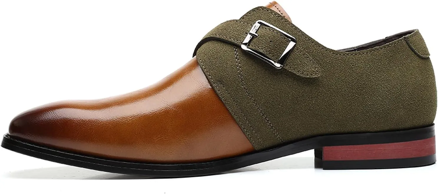 Men's Classic Double Monk Strap Formal Oxford Shoes Comfortable Genuine Leather Slip On Business Dress Shoes Modern Casual Loafers for Men