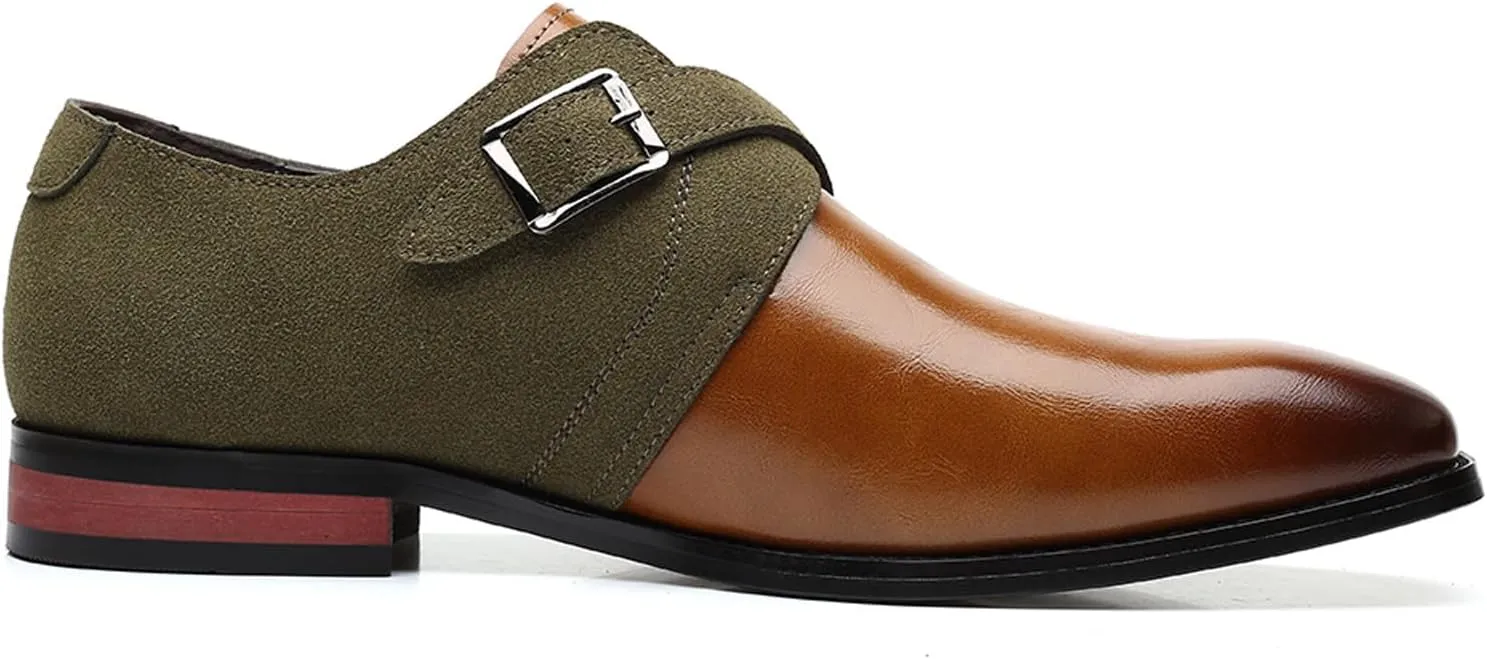 Men's Classic Double Monk Strap Formal Oxford Shoes Comfortable Genuine Leather Slip On Business Dress Shoes Modern Casual Loafers for Men