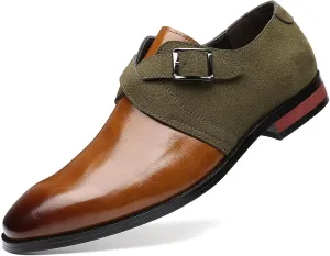 Men's Classic Double Monk Strap Formal Oxford Shoes Comfortable Genuine Leather Slip On Business Dress Shoes Modern Casual Loafers for Men
