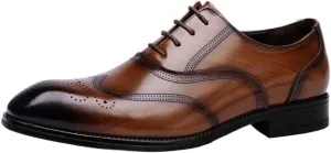 Men's Comfort Orthopedic Dress Shoes Men Genuine Leather British Vintage Carving Wingtips Brogues Shoes Lace-up Flats Men Dress Italian Shoes for Men Luxury