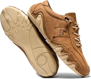 Men's Comfortable Barefoot Walking Shoes Fashion Lightweight Zero Drop Elastic Lace-up Slip-on Casual Driving Shoes