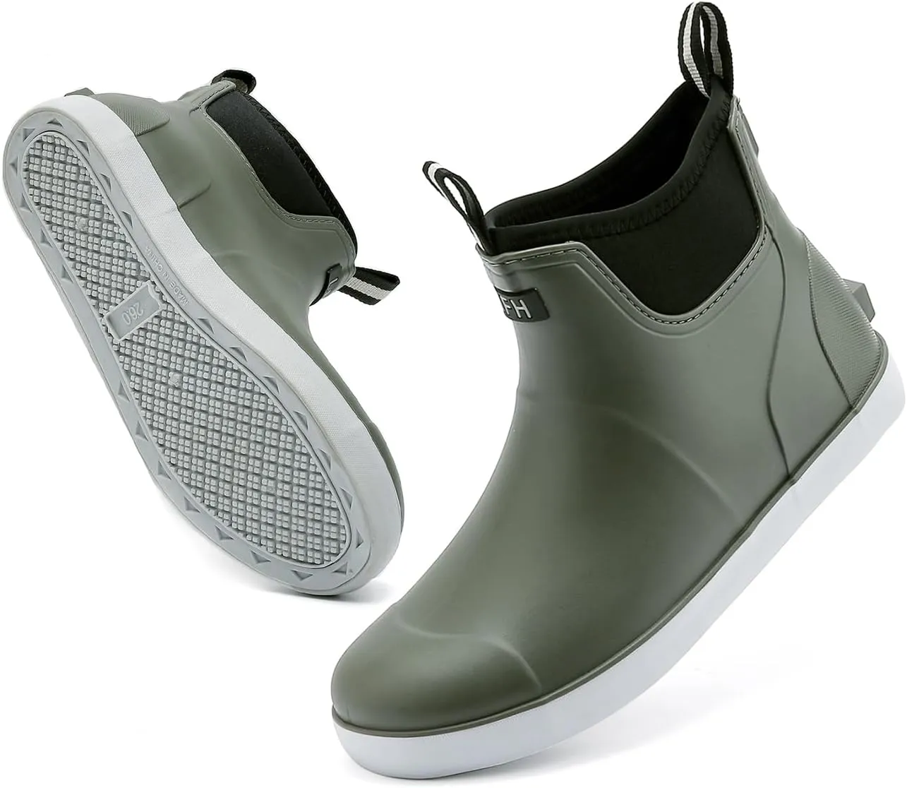 Men's Deck Boots Waterproof Fishing Rain Boots, Anti-Slip Rubber Boots Ankle Booties, High-Performance Footwear Chelsea Boots for Gardening Boating Camping Sailing