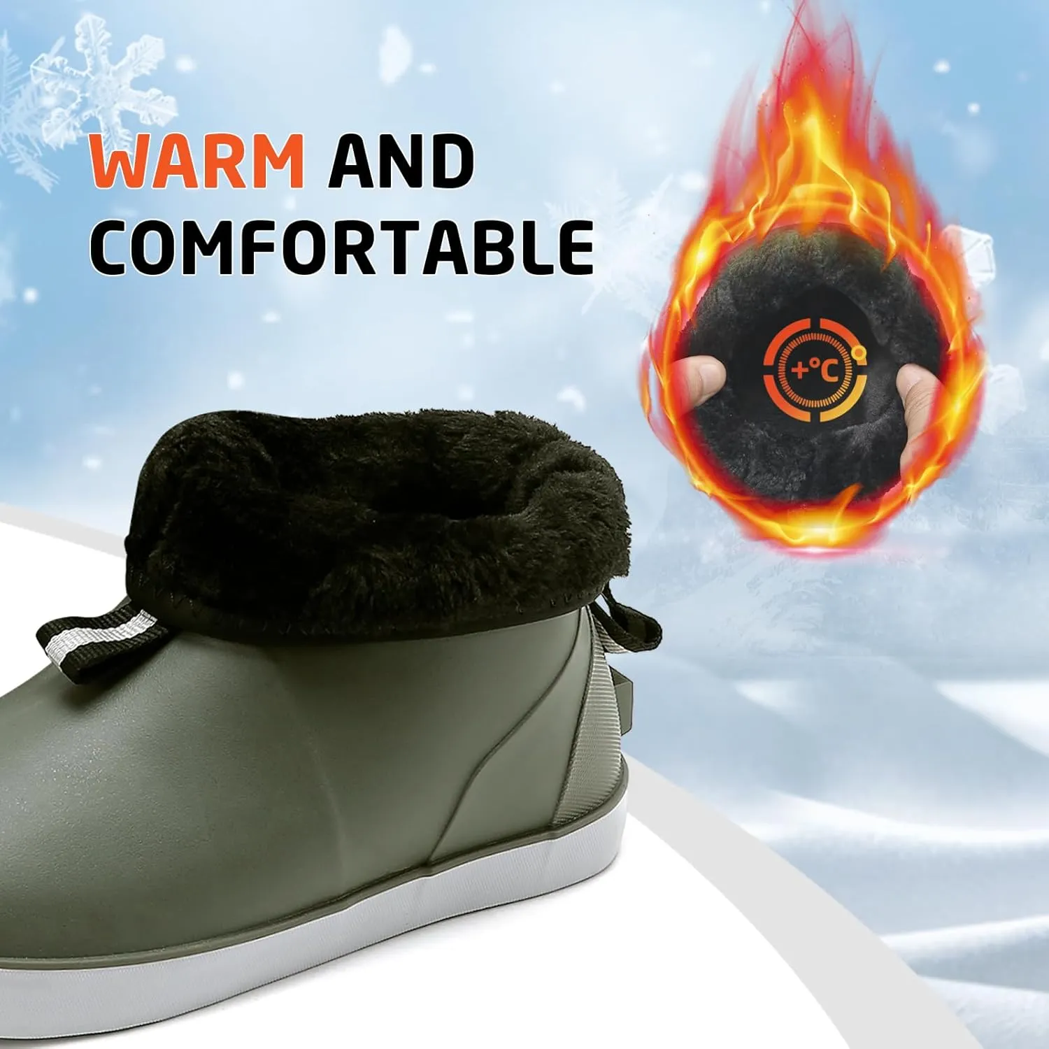 Men's Deck Boots Waterproof Fishing Rain Boots, Anti-Slip Rubber Boots Ankle Booties, High-Performance Footwear Chelsea Boots for Gardening Boating Camping Sailing