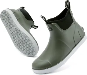 Men's Deck Boots Waterproof Fishing Rain Boots, Anti-Slip Rubber Boots Ankle Booties, High-Performance Footwear Chelsea Boots for Gardening Boating Camping Sailing