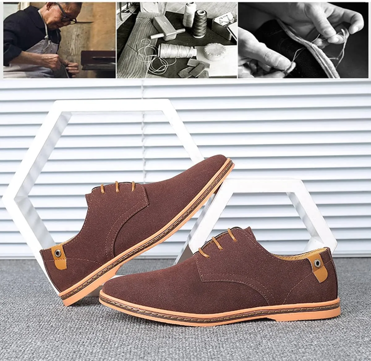 Men's Double Monk-Strap Loafer Loafers Summer Business Brogue Breathable Comfort Leather Wing Tip Oxfords