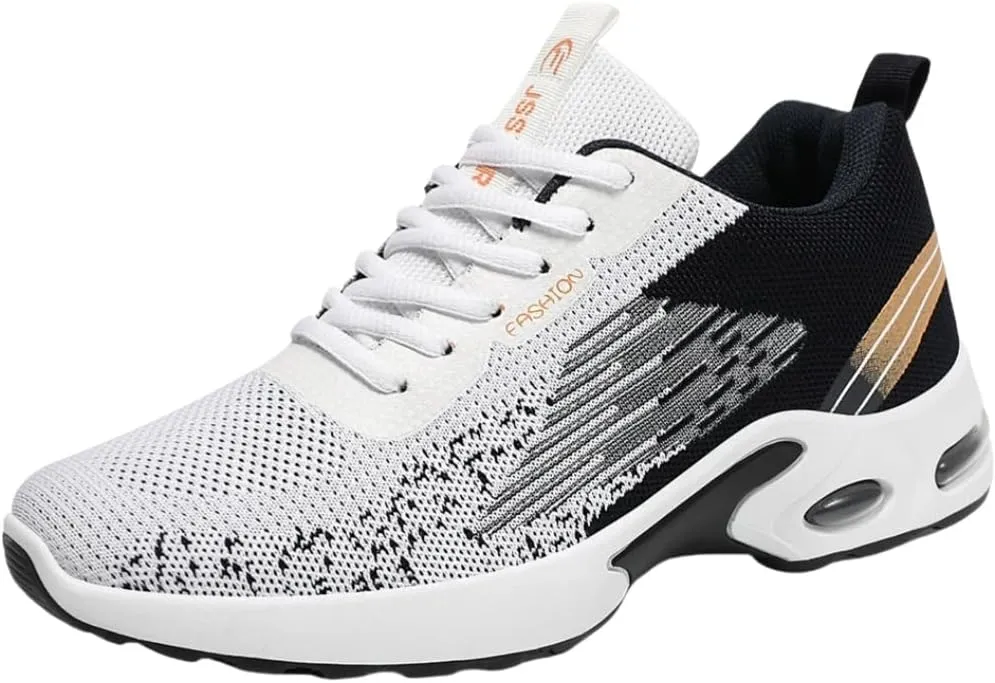 Men's Fashion Color Block Breathable Lace-Up Road Running Shoes, Comfortable Non-Slip Wear-Resistant Sports Sneakers, All-Season Casual
