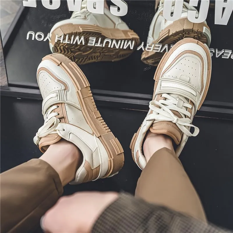 Men's Fashionable Thick Soled Skateboard Shoes Casual Walking Shoes Comfy Non Slip Durable Suitable for Outdoor Campus Walking