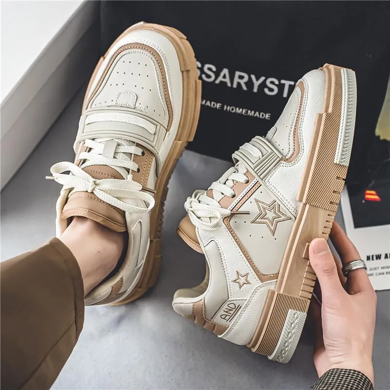 Men's Fashionable Thick Soled Skateboard Shoes Casual Walking Shoes Comfy Non Slip Durable Suitable for Outdoor Campus Walking