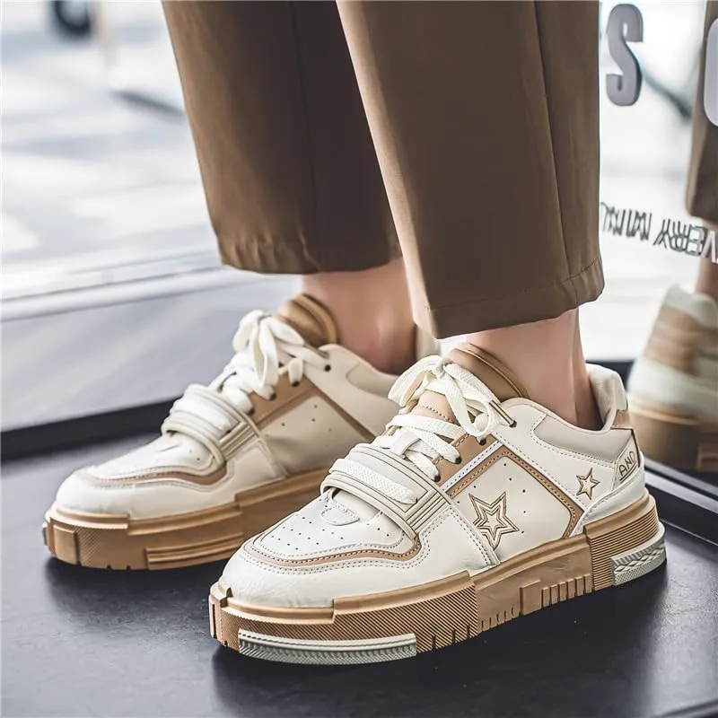 Men's Fashionable Thick Soled Skateboard Shoes Casual Walking Shoes Comfy Non Slip Durable Suitable for Outdoor Campus Walking