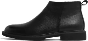 Men's Formal Mid Top Dress Shoes Side Zipper Black Leather Ankle Boots