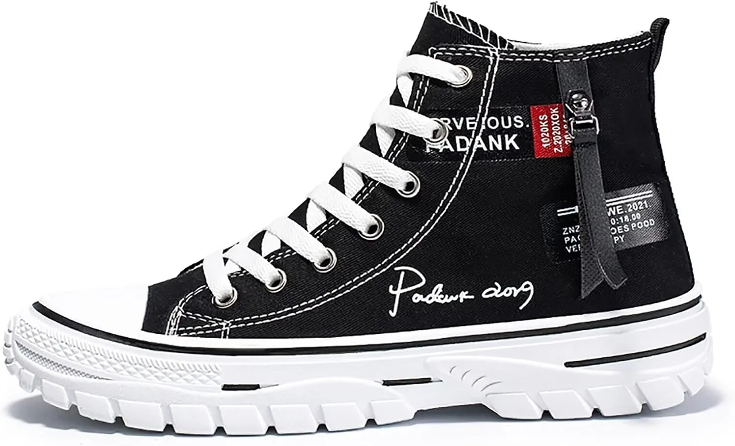 Men's High Top Canvas Shoes Casual Walking Skate Sneakers for Men Fashion Trendy Comfort Shoes with Soft Out-Sole