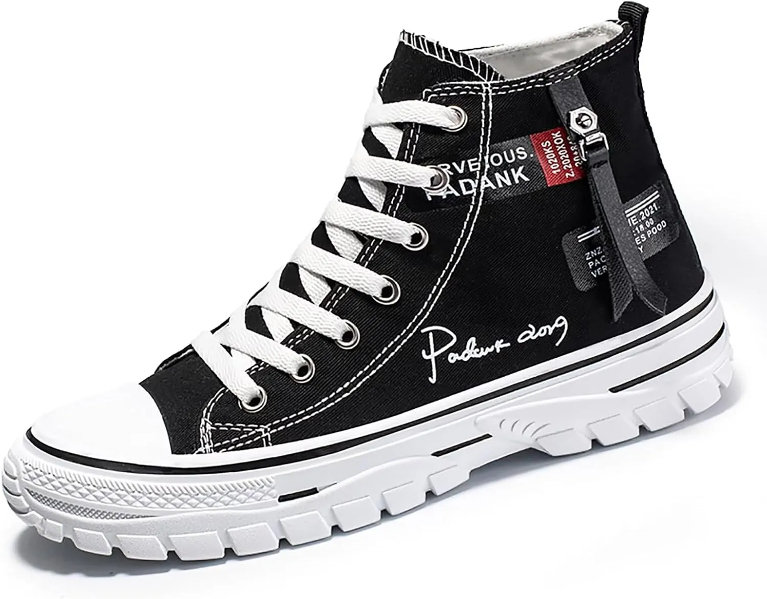 Men's High Top Canvas Shoes Casual Walking Skate Sneakers for Men Fashion Trendy Comfort Shoes with Soft Out-Sole