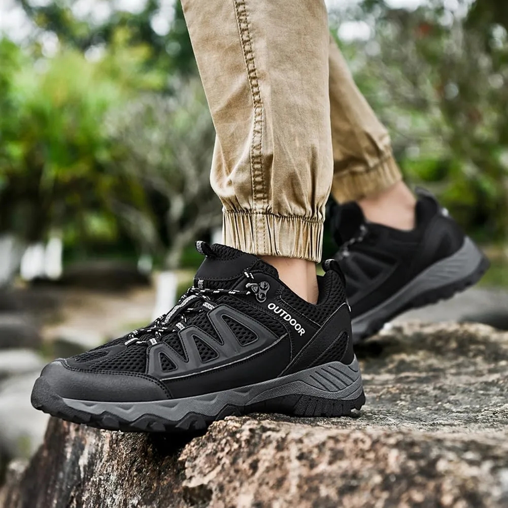 Men's Hiking Shoes Low-Top Trail Running Sneakers Breathable Mesh Travel Shoes Non-Slip Outdoor Trekking Boots