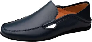 Men's Leather Loafers – Comfortable Slip-On Moccasins with Anti-Slip Sole, Lightweight and Resistant for Prom and Casual Walking