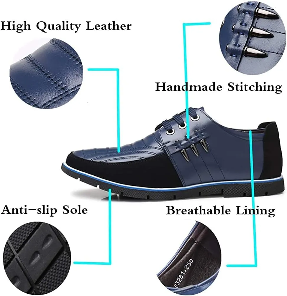 Men's Leather Shoes Loafers Casual Oxford Lace Up Business Classic Comfortable Driving Office Walking Moccasin British Fashion