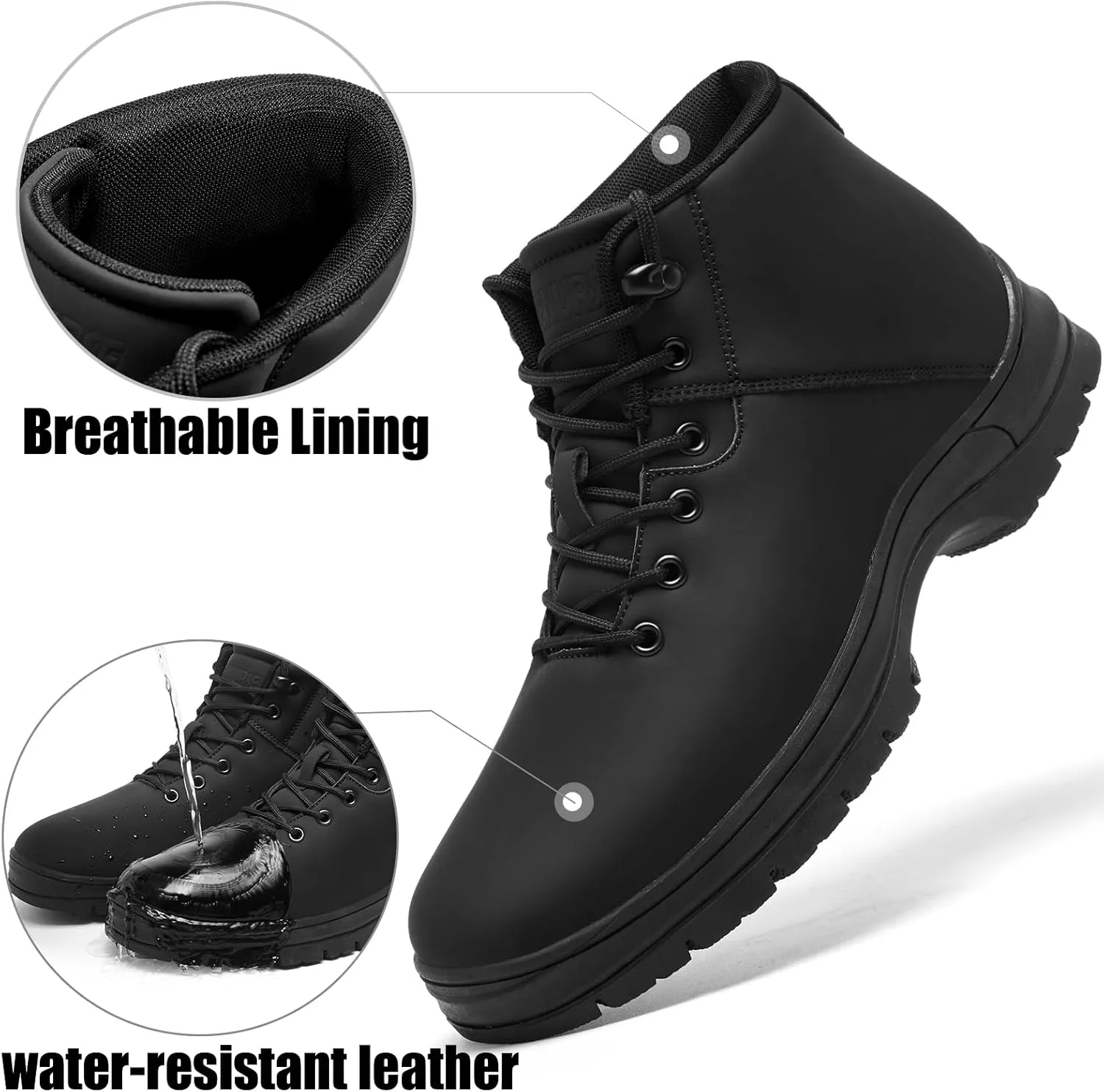 Mens Lightweight Hiking Boots Water Resistant Mid Ankle Work Casual Hiker Trekking Outdoor Boots Anti Slip Hiking Shoes