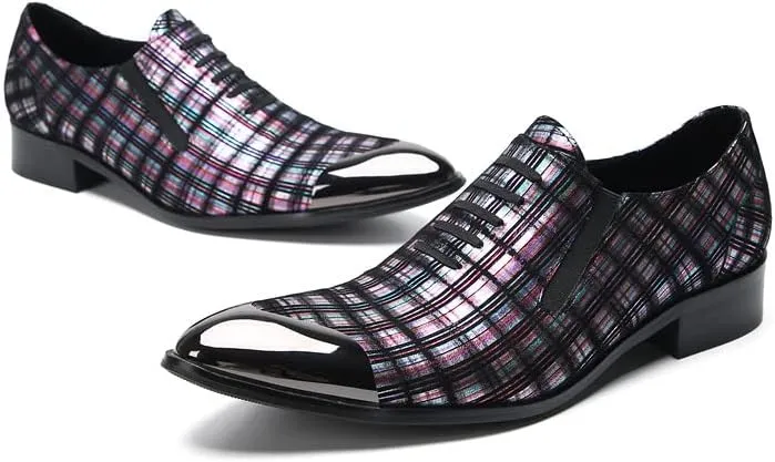Mens Loafers Slip On Casual Dress Leather Metal Tip Toe Stripes Walking Shoes Fashion Handmade Party Prom Shoes for Men