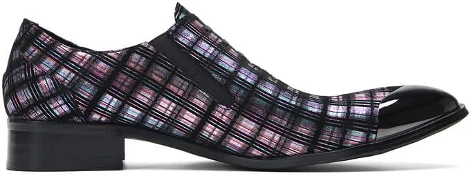 Mens Loafers Slip On Casual Dress Leather Metal Tip Toe Stripes Walking Shoes Fashion Handmade Party Prom Shoes for Men