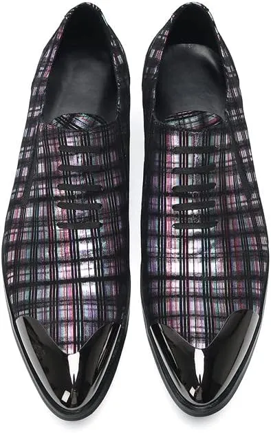 Mens Loafers Slip On Casual Dress Leather Metal Tip Toe Stripes Walking Shoes Fashion Handmade Party Prom Shoes for Men