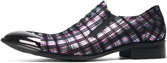 Mens Loafers Slip On Casual Dress Leather Metal Tip Toe Stripes Walking Shoes Fashion Handmade Party Prom Shoes for Men