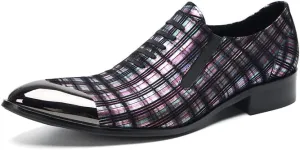 Mens Loafers Slip On Casual Dress Leather Metal Tip Toe Stripes Walking Shoes Fashion Handmade Party Prom Shoes for Men