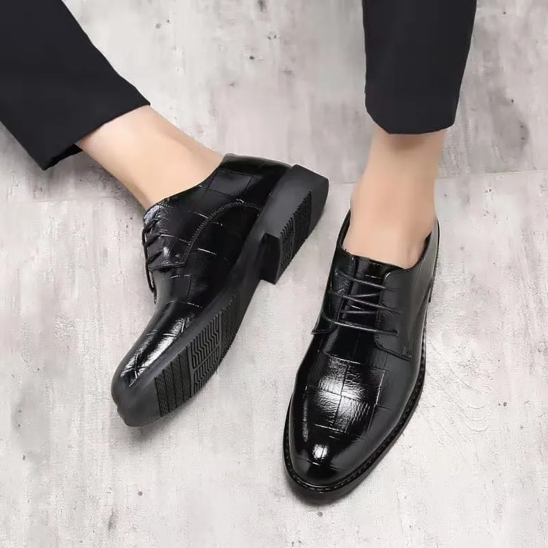 Mens Loafers Wedding Classic Lace Up Low Top Leather Dress Shoes Social Faux Patent Leather Oxford Dress Shoes
