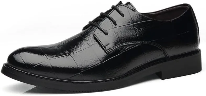 Mens Loafers Wedding Classic Lace Up Low Top Leather Dress Shoes Social Faux Patent Leather Oxford Dress Shoes