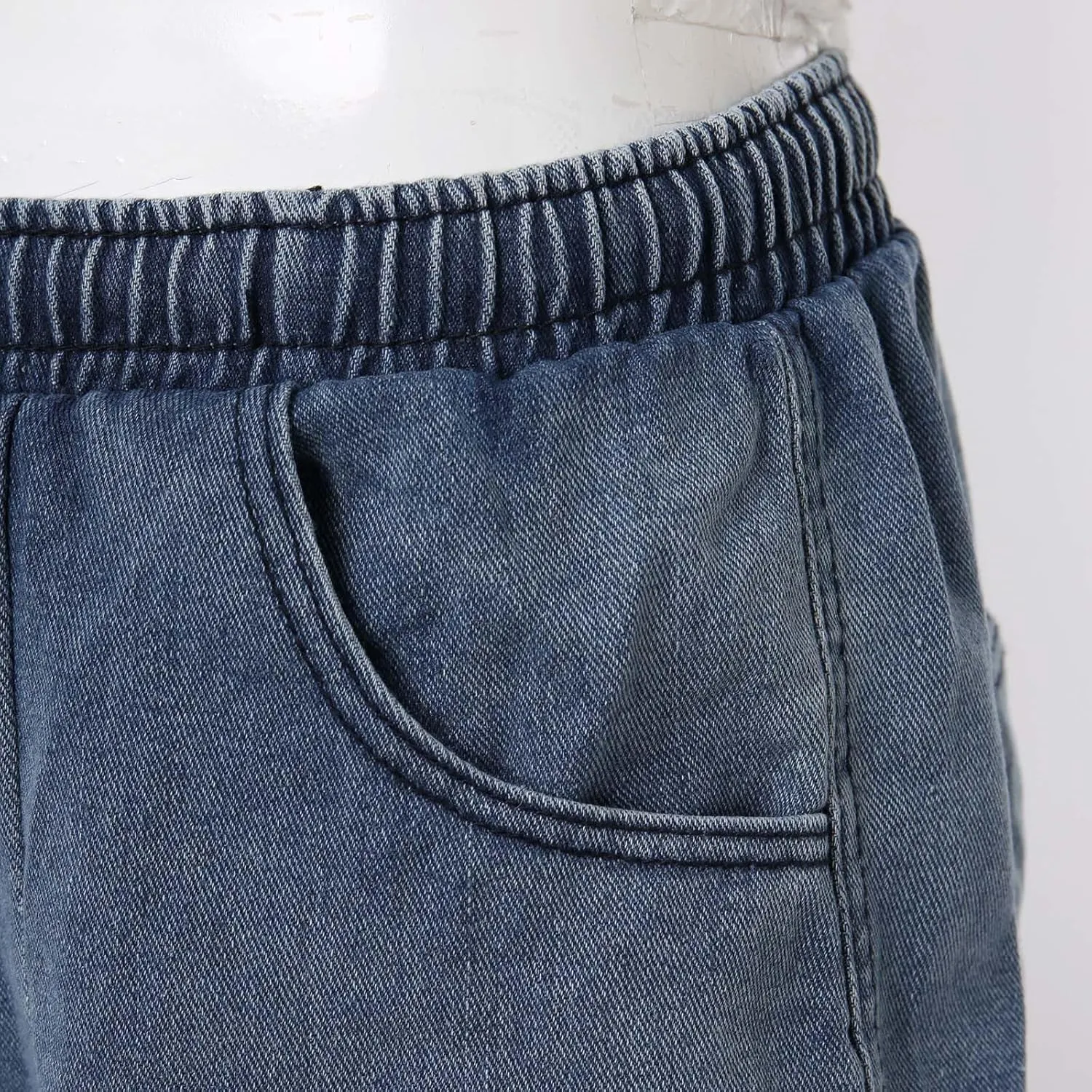 Men's Loose Y2K Hip Hop Mid Jean Shorts Work Denim Shorts with Pockets Casual Summer Streetwear Clothes