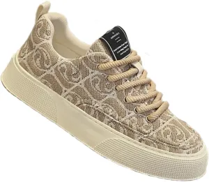 Men's Low-Top Canvas Sneakers - Stylish & Comfortable, Thick Rubber Sole Casual Shoes with Lace-Up Closure for Casual Attire, Hiking & Running