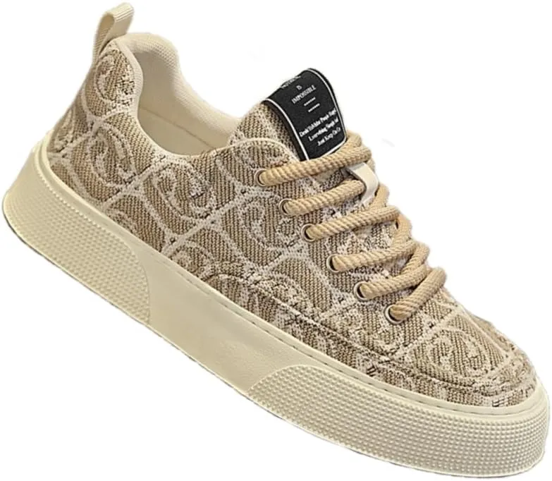 Men's Low-Top Canvas Sneakers - Stylish & Comfortable, Thick Rubber Sole Casual Shoes with Lace-Up Closure for Casual Attire, Hiking & Running