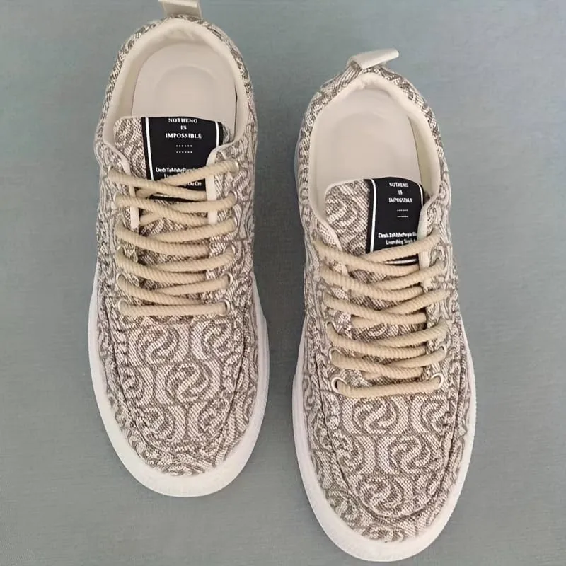Men's Low-Top Canvas Sneakers - Stylish & Comfortable, Thick Rubber Sole Casual Shoes with Lace-Up Closure for Casual Attire, Hiking & Running
