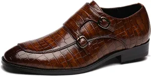 Men's Monk Strap Slip-On Loafers Premium PU Leather Oxford Dress Shoes Comfortable Business Casual Footwear Formal & Office Wear
