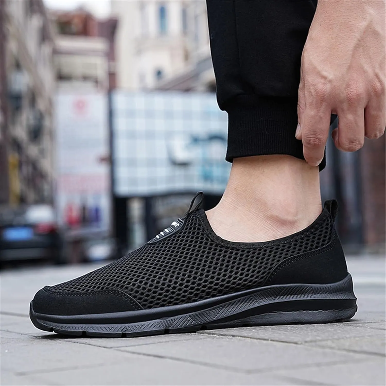 Mens Non Slip Walking Sneakers Lightweight Breathable Slip on Running Shoes Athletic Gym Tennis Shoes for Men