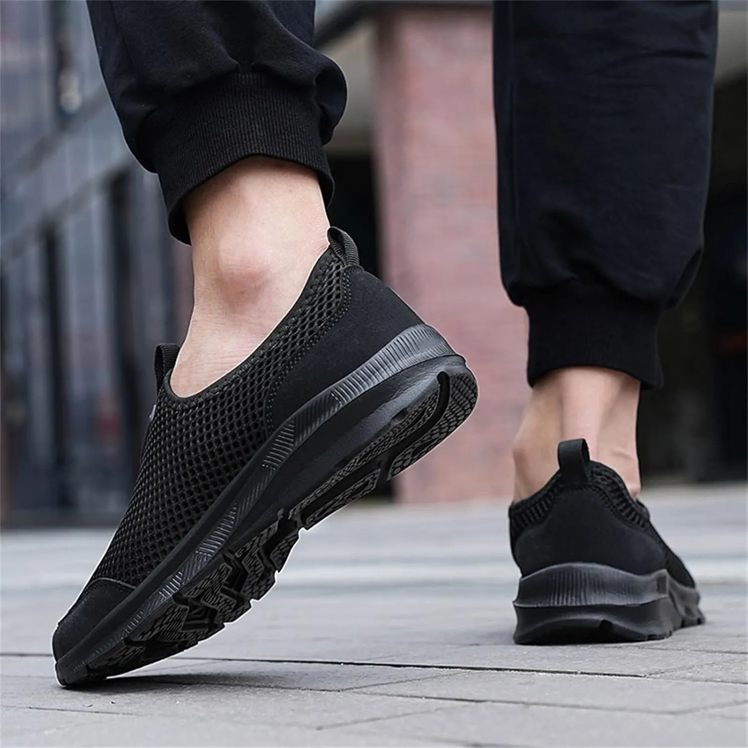 Mens Non Slip Walking Sneakers Lightweight Breathable Slip on Running Shoes Athletic Gym Tennis Shoes for Men