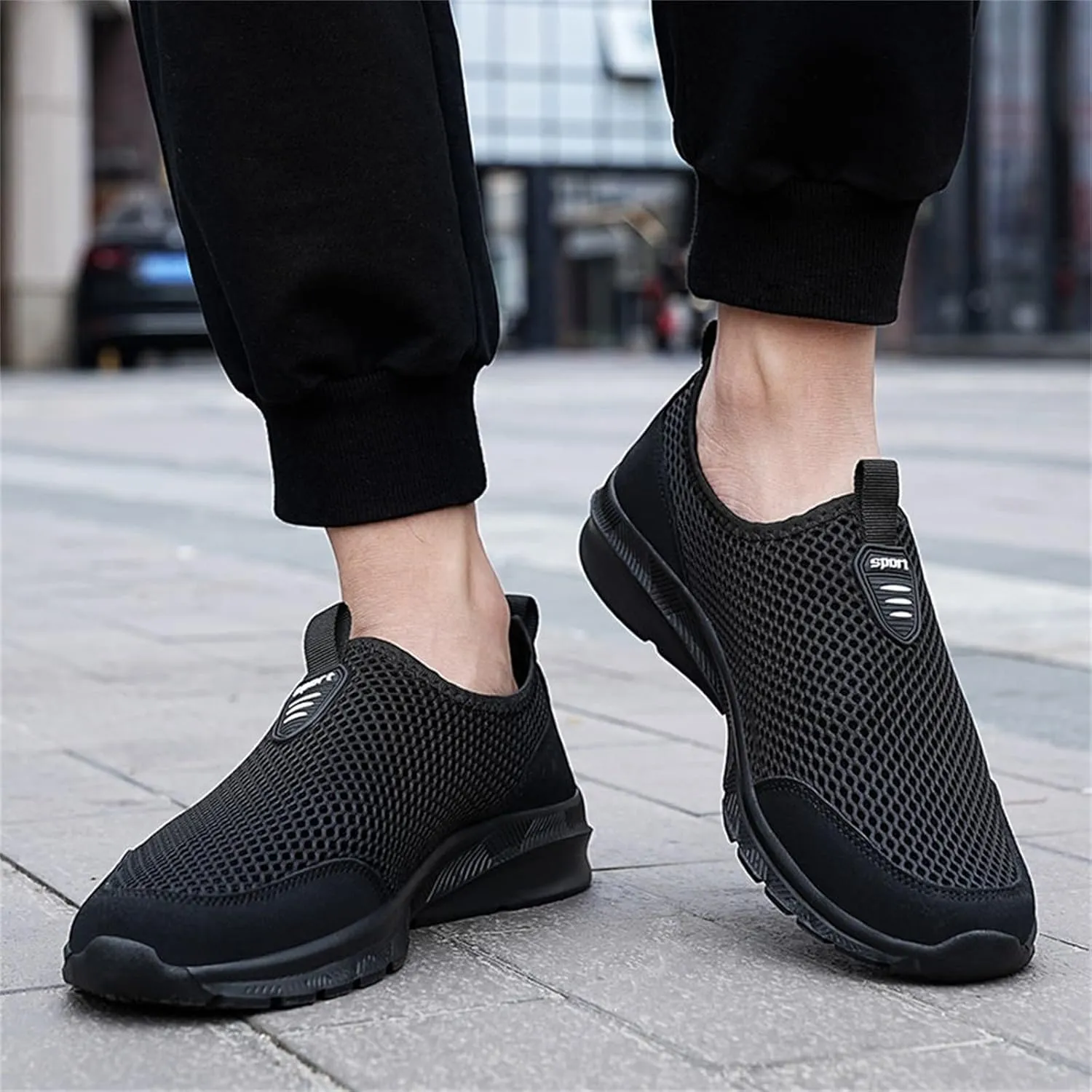 Mens Non Slip Walking Sneakers Lightweight Breathable Slip on Running Shoes Athletic Gym Tennis Shoes for Men