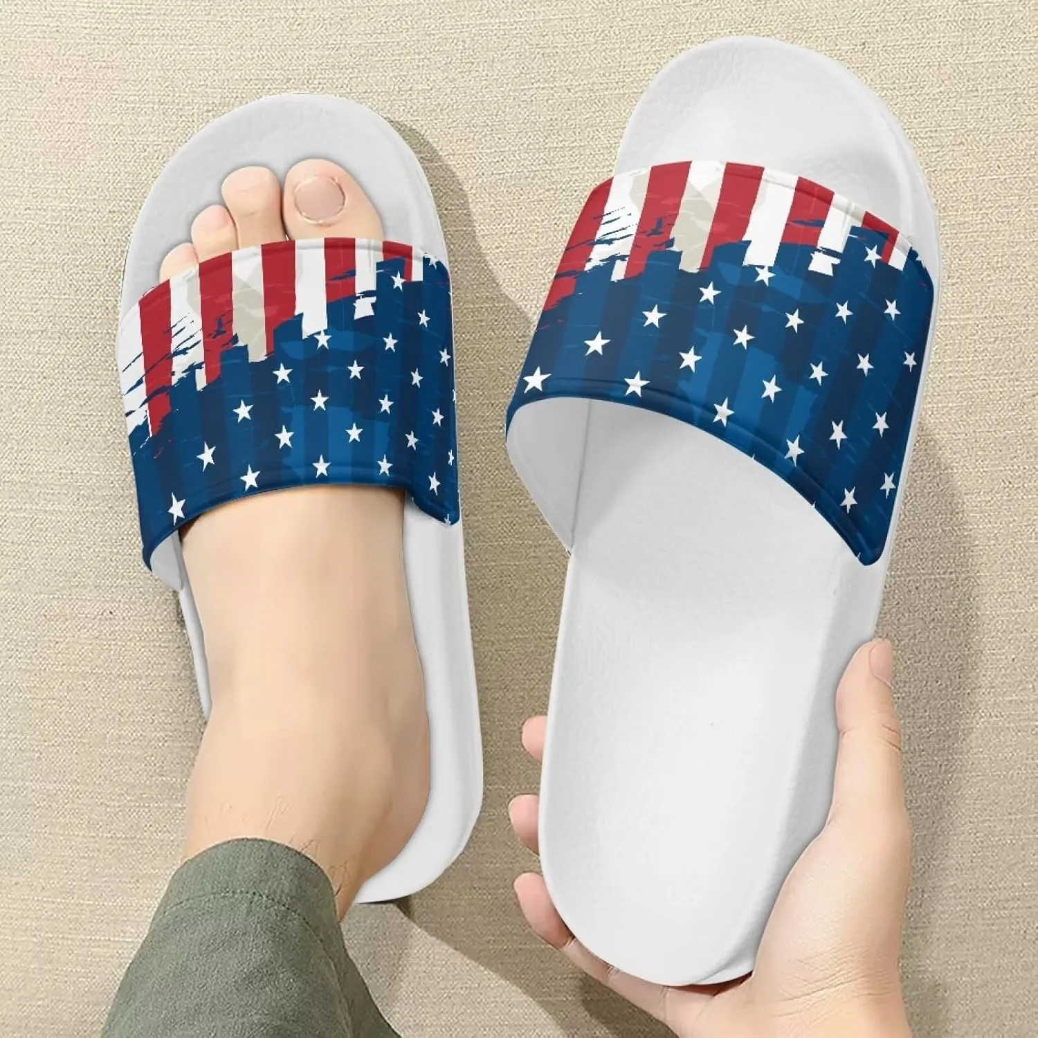 Mens Open Toe Sport Sandals Non-Slip Cozy Shower Shoes Comfortable Peep Toe Slide Sandals Single Band Plain Ultimate Comfort Slippers for Summer