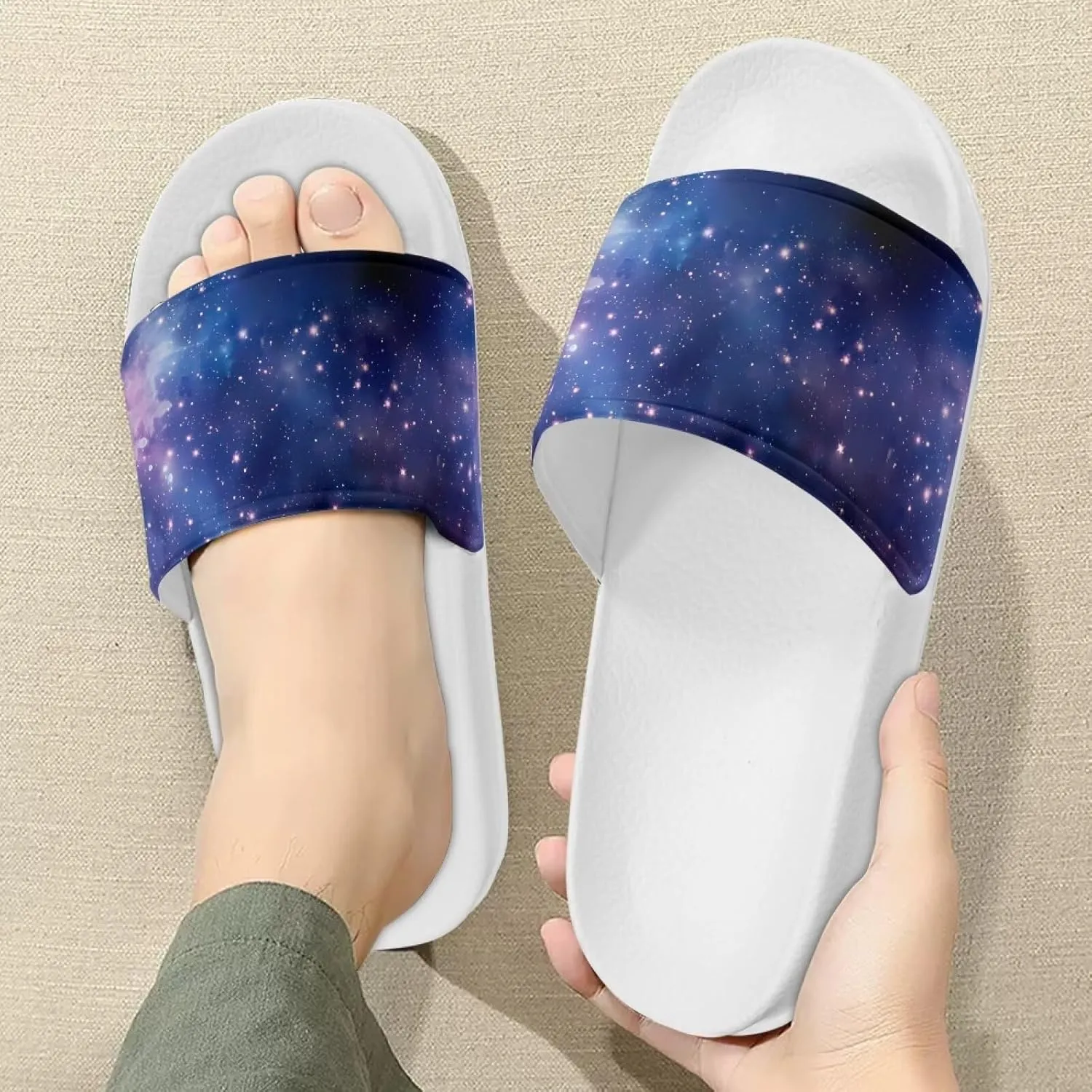 Mens Open Toe Sport Sandals Non-Slip Cozy Shower Shoes Comfortable Peep Toe Slide Sandals Single Band Plain Ultimate Comfort Slippers for Summer