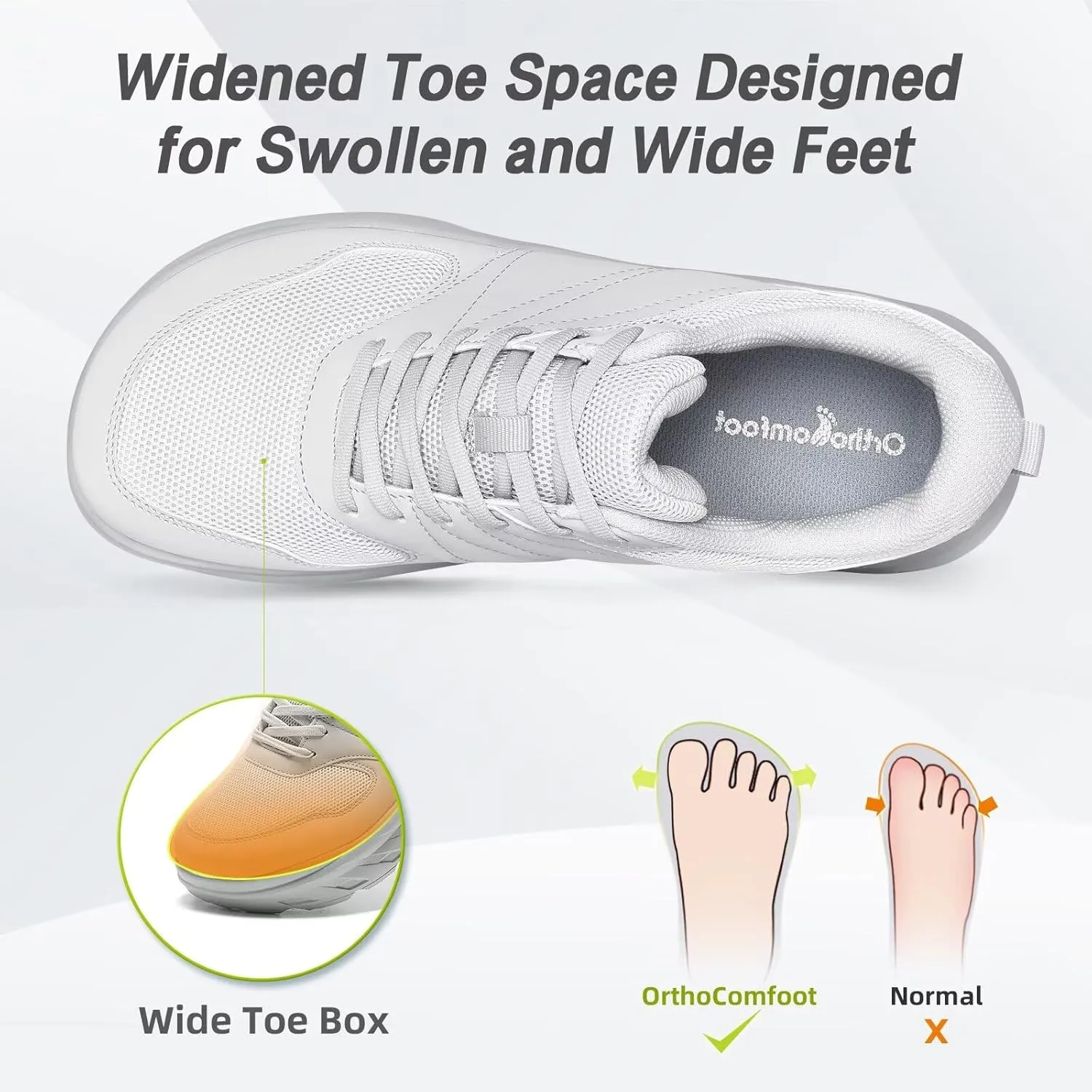 Men's Orthopedic Diabetic Wide Walking Shoes: Comfortable Arch Support Plantar Fasciitis Sports Running Sneakers, Casual Swollen Bunion Work Tennis Shoes for Foot and Heel Pain Relief