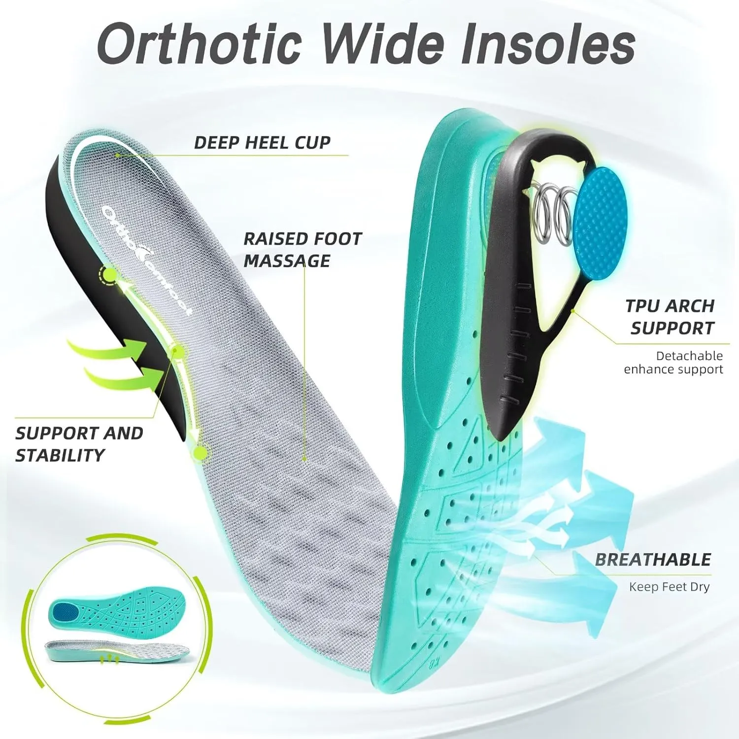 Men's Orthopedic Diabetic Wide Walking Shoes: Comfortable Arch Support Plantar Fasciitis Sports Running Sneakers, Casual Swollen Bunion Work Tennis Shoes for Foot and Heel Pain Relief