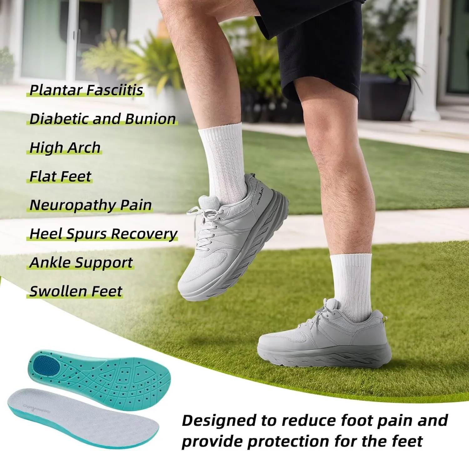Men's Orthopedic Diabetic Wide Walking Shoes: Comfortable Arch Support Plantar Fasciitis Sports Running Sneakers, Casual Swollen Bunion Work Tennis Shoes for Foot and Heel Pain Relief