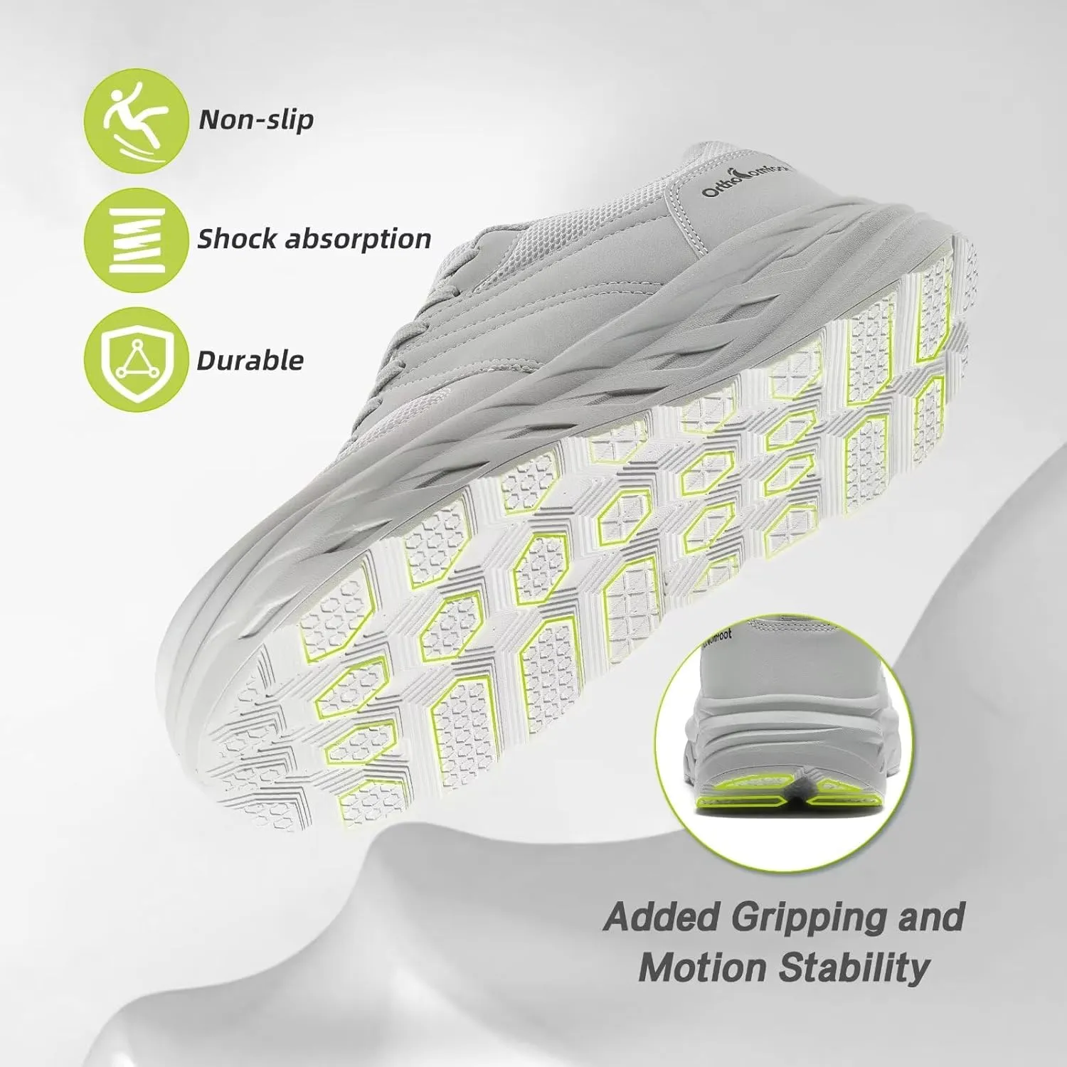 Men's Orthopedic Diabetic Wide Walking Shoes: Comfortable Arch Support Plantar Fasciitis Sports Running Sneakers, Casual Swollen Bunion Work Tennis Shoes for Foot and Heel Pain Relief