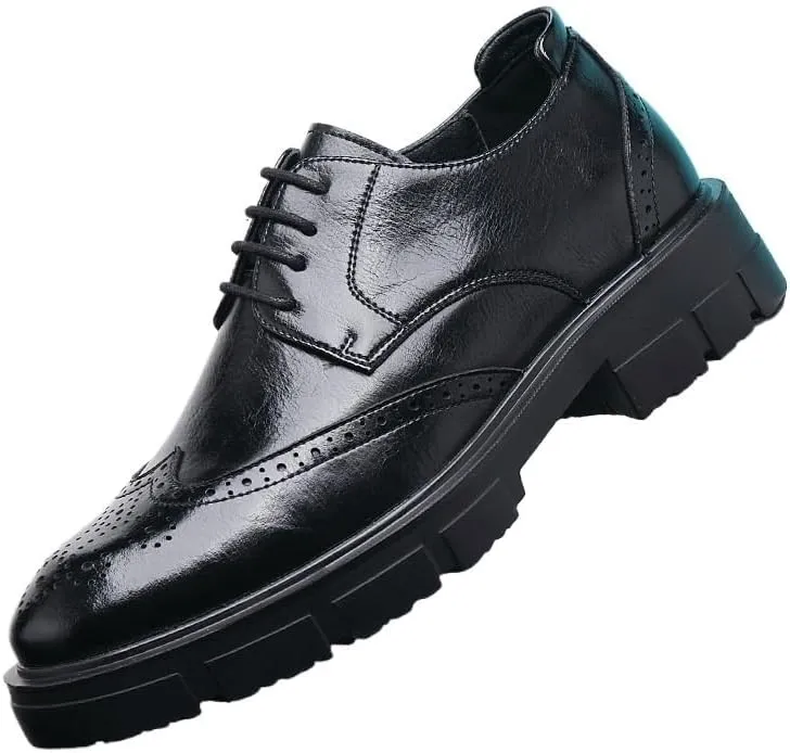 Men's Polishing Leather Low Heel Business Dress Shoes Thick-Soled Shoes Oxford Dress Loafers Wedding Office Work Tuxedo Derby Shoes(10.5)