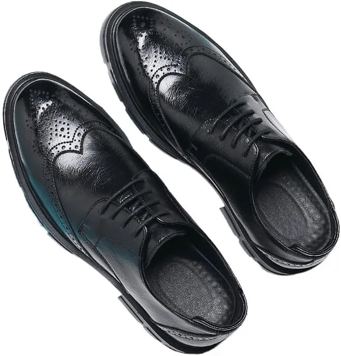 Men's Polishing Leather Low Heel Business Dress Shoes Thick-Soled Shoes Oxford Dress Loafers Wedding Office Work Tuxedo Derby Shoes(10.5)