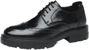 Men's Polishing Leather Low Heel Business Dress Shoes Thick-Soled Shoes Oxford Dress Loafers Wedding Office Work Tuxedo Derby Shoes(10.5)