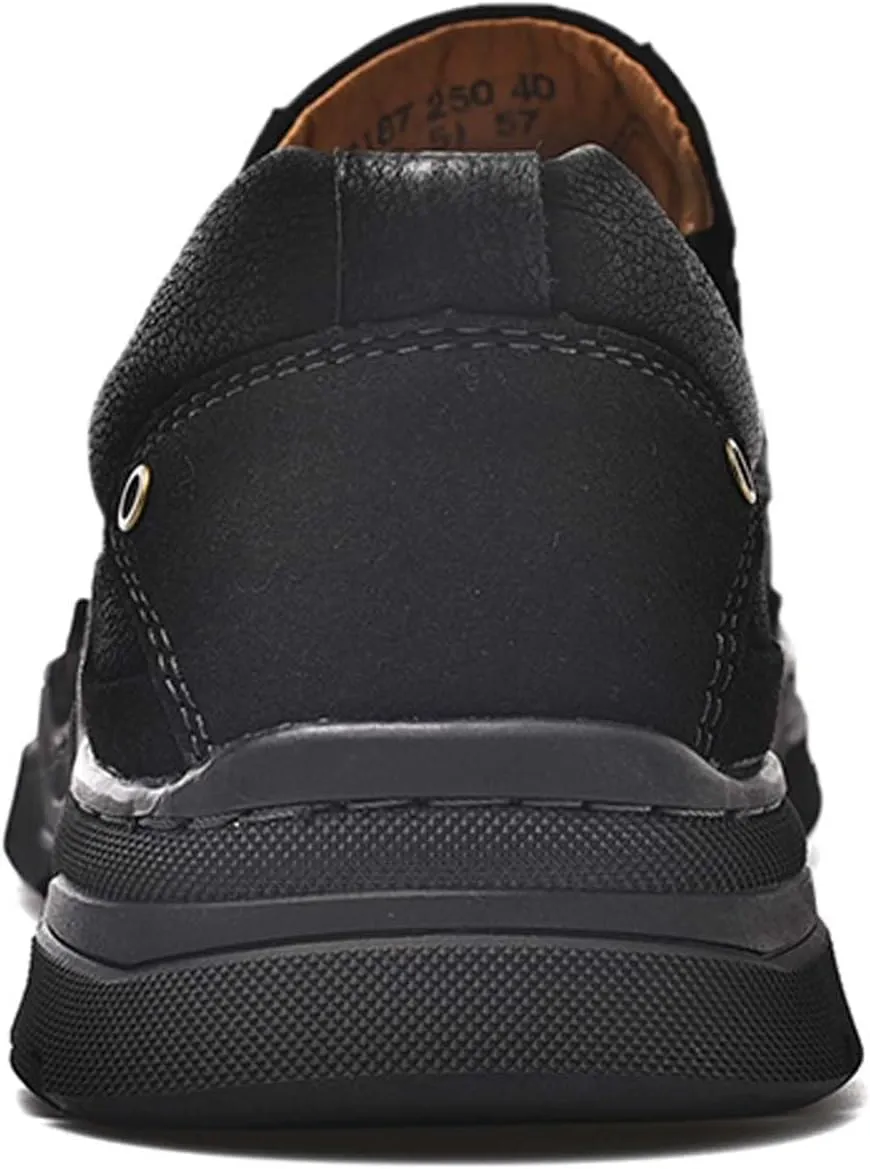 Men's Premium Casual Sneakers, Side Perforated Design, Leather Walking Sneakers, Driving Shoes, Outdoor Sneakers, Comfortable, Soft, Breathable, Non-Slip