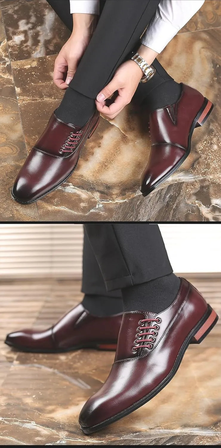 Men's Premium Leather Dress Shoes - Oxford Style Monk Strap Wingtip Formal Footwear for Gentlemen Slip on Loafers