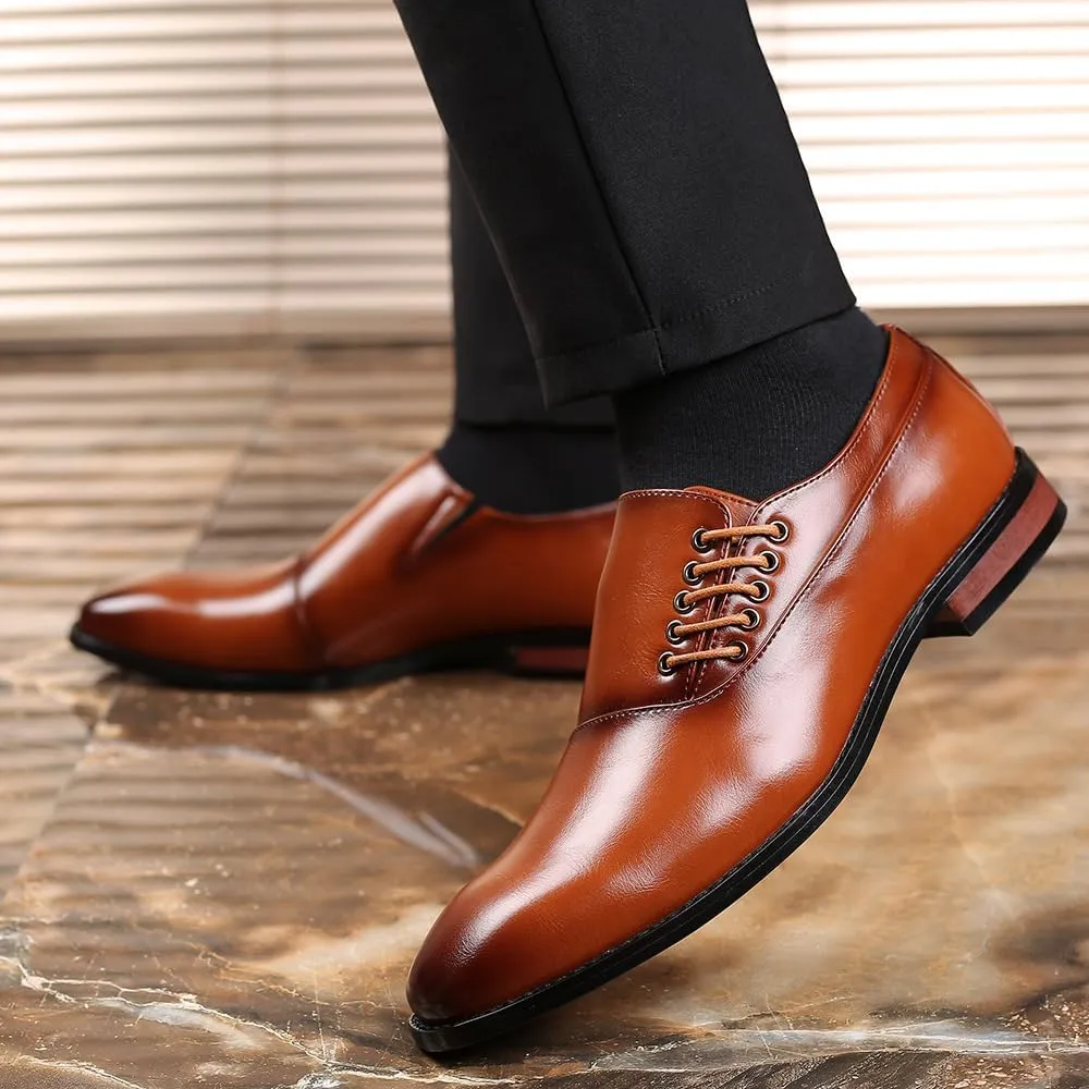 Men's Premium Leather Dress Shoes - Oxford Style Monk Strap Wingtip Formal Footwear for Gentlemen Slip on Loafers
