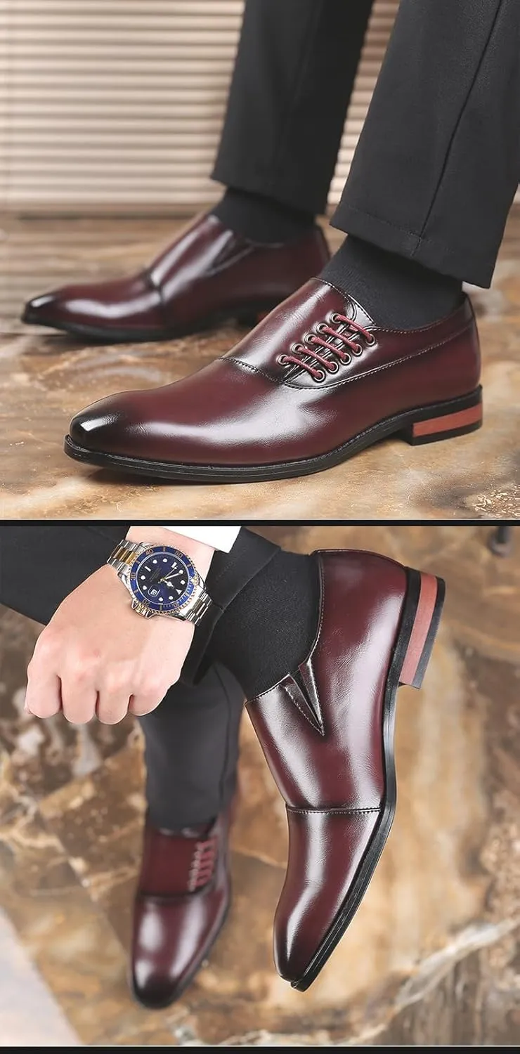 Men's Premium Leather Dress Shoes - Oxford Style Monk Strap Wingtip Formal Footwear for Gentlemen Slip on Loafers